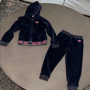 Juicy Couture Navy Velour Tracksuit with Sparkle Trim